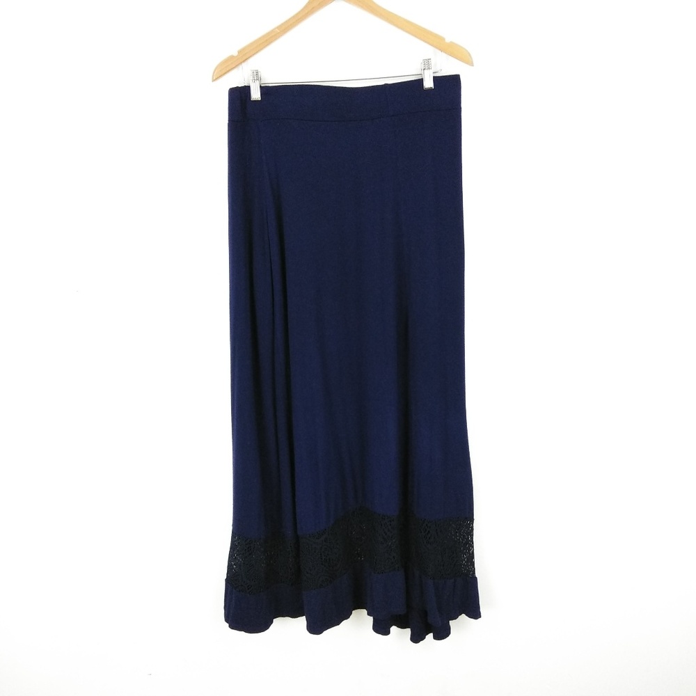 Navy Blue Boho Maxi Skirt  - 1X